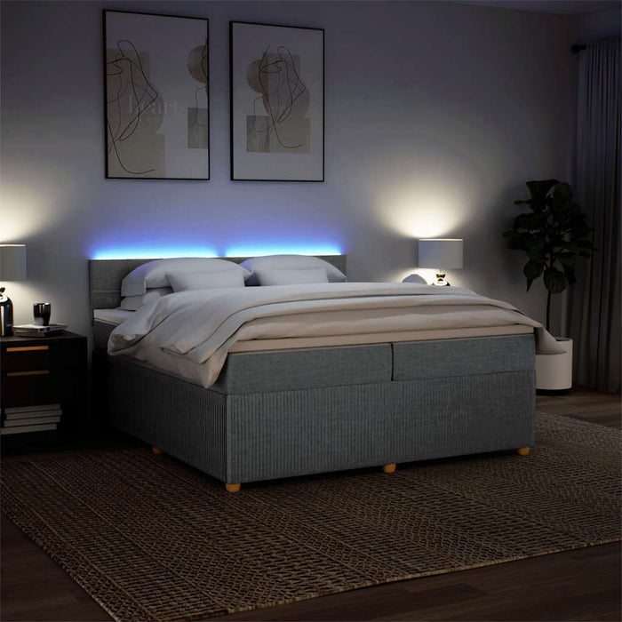 Pat box spring cu saltea, gri deschis, 200x200 cm, textil - WALTI WALTI