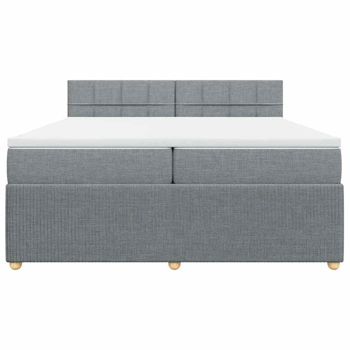 Pat box spring cu saltea, gri deschis, 200x200 cm, textil - WALTI WALTI