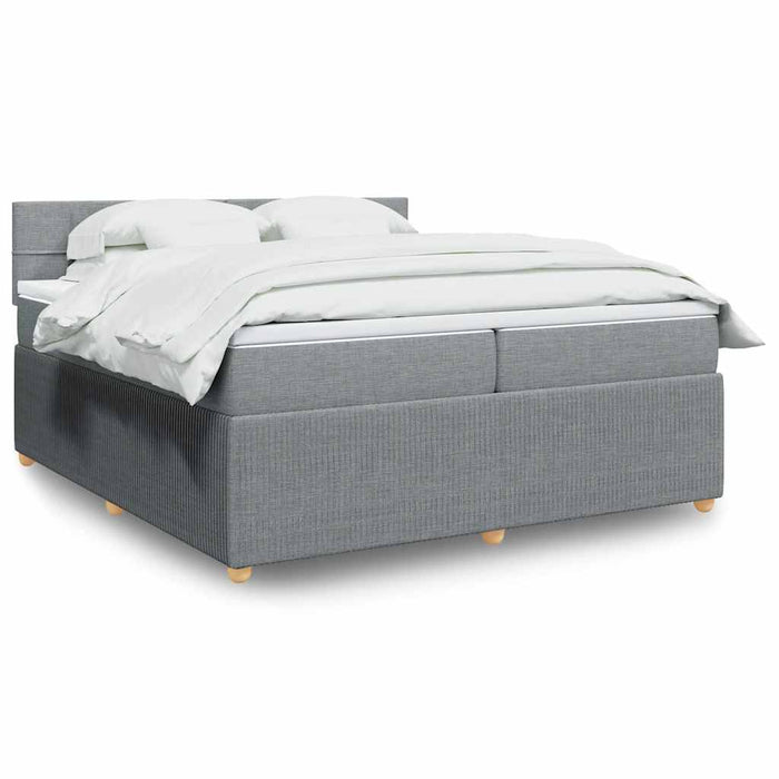 Pat box spring cu saltea, gri deschis, 200x200 cm, textil - WALTI WALTI