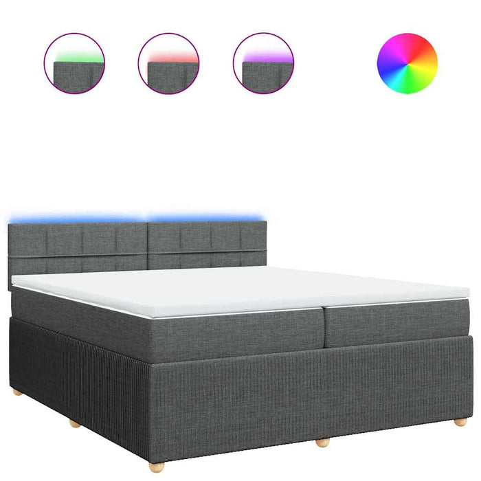 Pat box spring cu saltea, gri închis, 200x200 cm, textil - WALTI WALTI