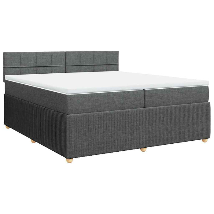 Pat box spring cu saltea, gri închis, 200x200 cm, textil - WALTI WALTI