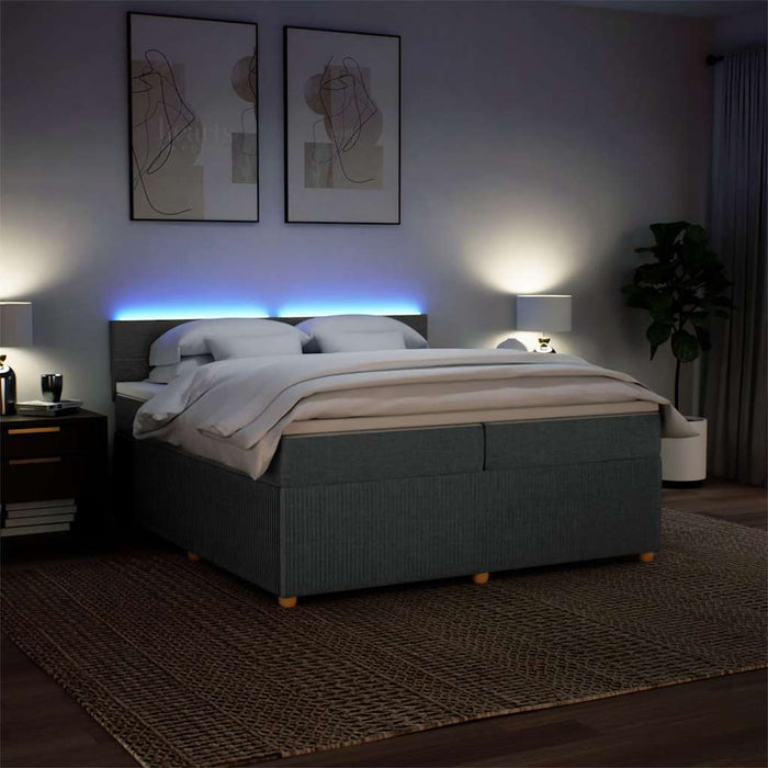 Pat box spring cu saltea, gri închis, 200x200 cm, textil - WALTI WALTI