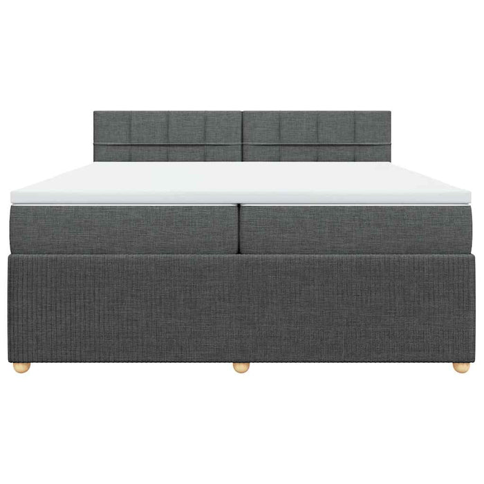 Pat box spring cu saltea, gri închis, 200x200 cm, textil - WALTI WALTI