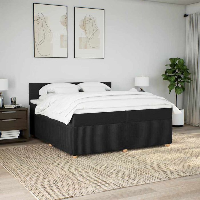 Pat box spring cu saltea, negru, 200x200 cm, textil - WALTI WALTI