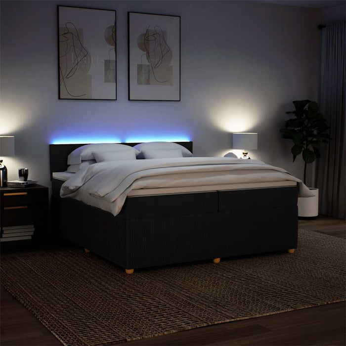 Pat box spring cu saltea, negru, 200x200 cm, textil - WALTI WALTI
