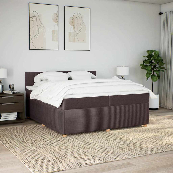 Pat box spring cu saltea, maro închis, 200x200 cm, textil - WALTI WALTI