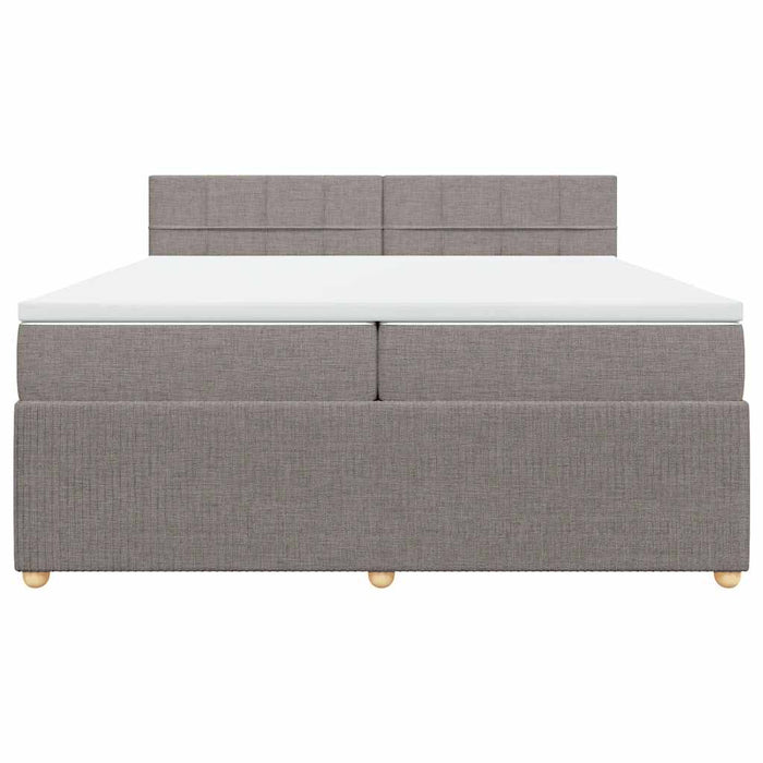 Pat box spring cu saltea, gri taupe, 200x200 cm, textil - WALTI WALTI