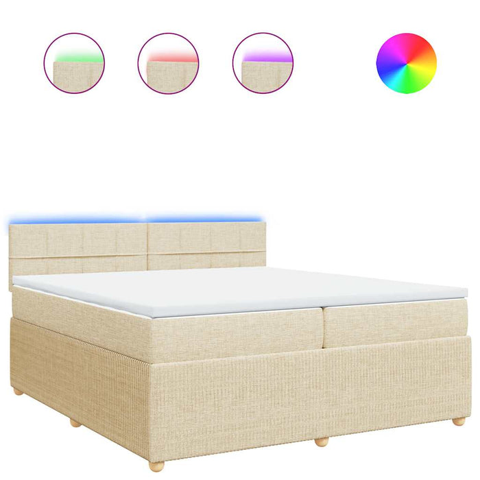 Pat box spring cu saltea, crem, 200x200 cm, textil - WALTI WALTI