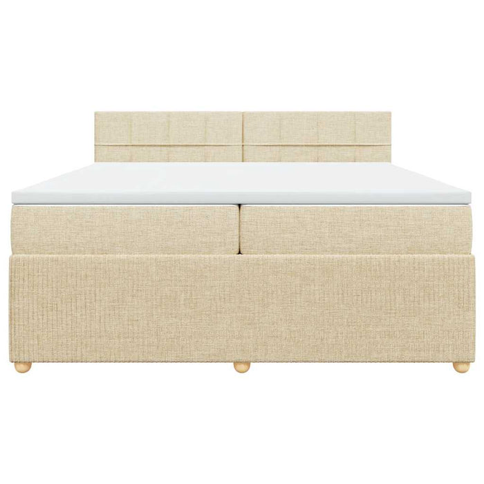 Pat box spring cu saltea, crem, 200x200 cm, textil - WALTI WALTI