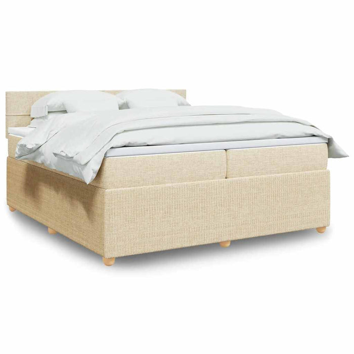 Pat box spring cu saltea, crem, 200x200 cm, textil - WALTI WALTI