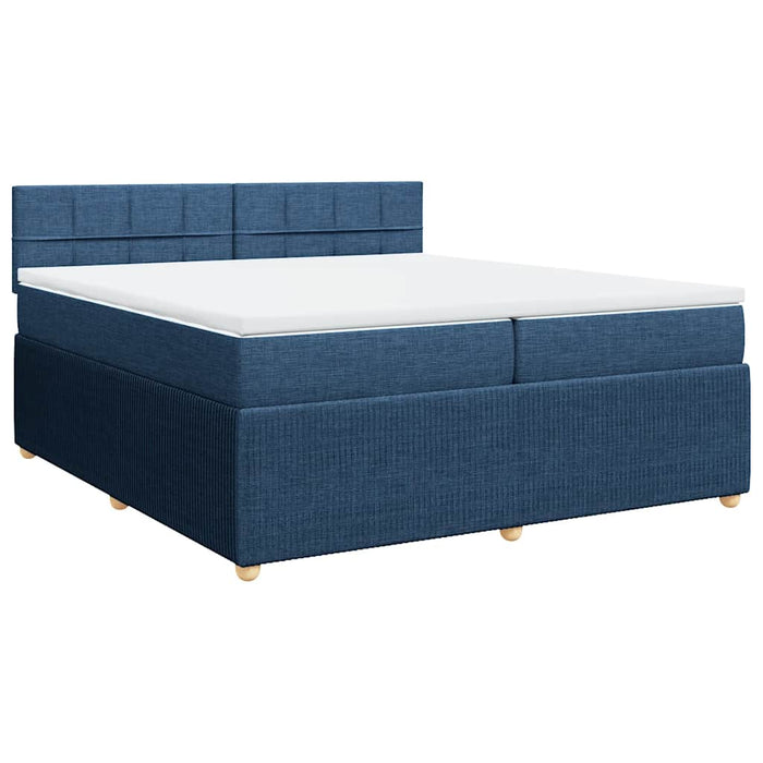 Pat box spring cu saltea, albastru, 200x200 cm, textil - WALTI WALTI