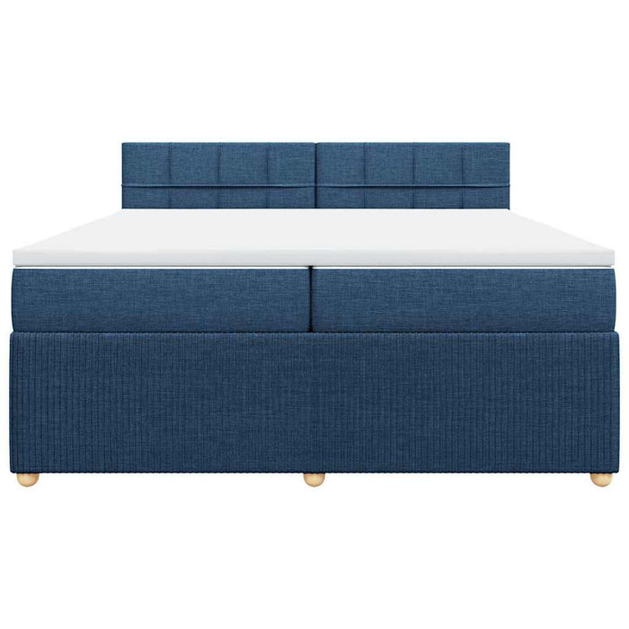 Pat box spring cu saltea, albastru, 200x200 cm, textil - WALTI WALTI