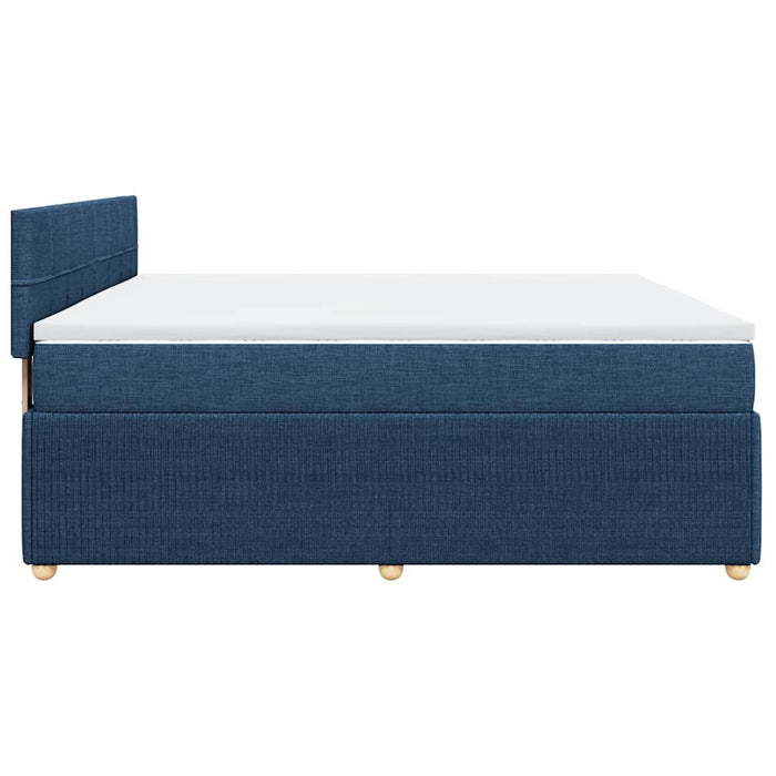 Pat box spring cu saltea, albastru, 200x200 cm, textil - WALTI WALTI