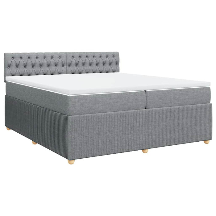 Pat box spring cu saltea, gri deschis, 200x200 cm, textil - WALTI WALTI