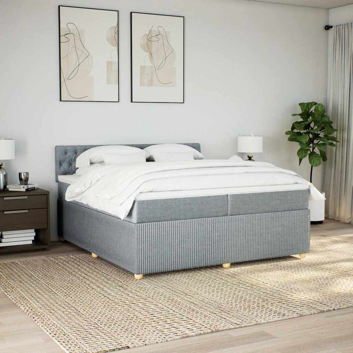 Pat box spring cu saltea, gri deschis, 200x200 cm, textil - WALTI WALTI