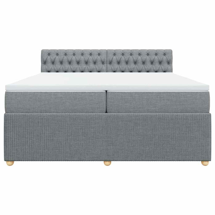 Pat box spring cu saltea, gri deschis, 200x200 cm, textil - WALTI WALTI