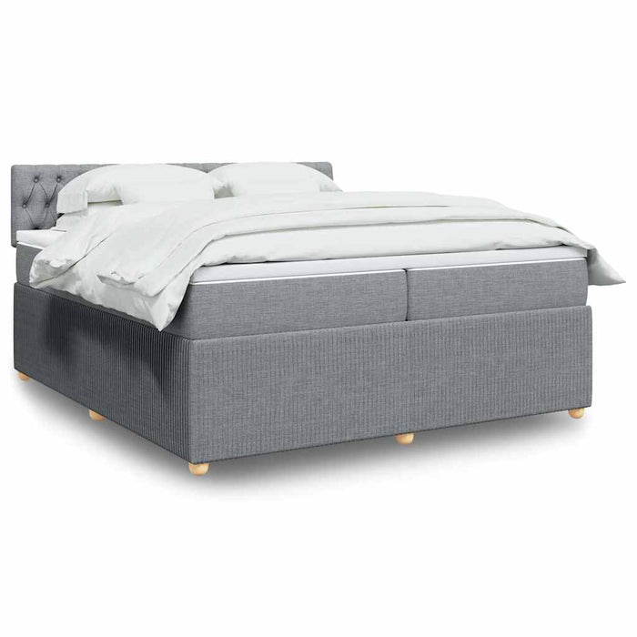 Pat box spring cu saltea, gri deschis, 200x200 cm, textil - WALTI WALTI