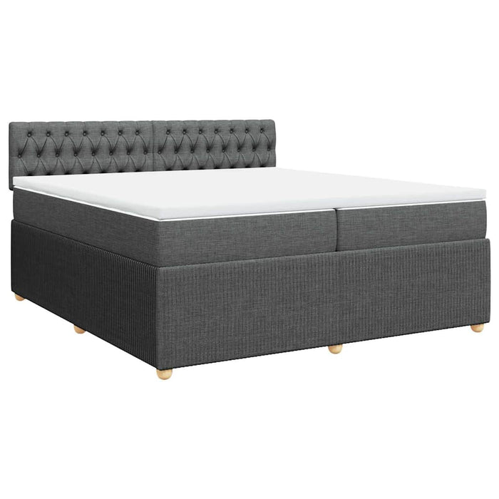 Pat box spring cu saltea, gri închis, 200x200 cm, textil - WALTI WALTI