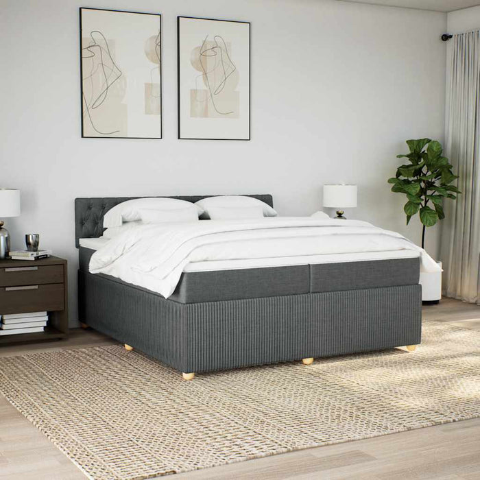 Pat box spring cu saltea, gri închis, 200x200 cm, textil - WALTI WALTI