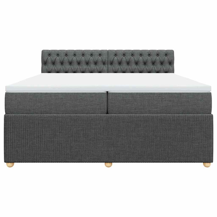 Pat box spring cu saltea, gri închis, 200x200 cm, textil - WALTI WALTI