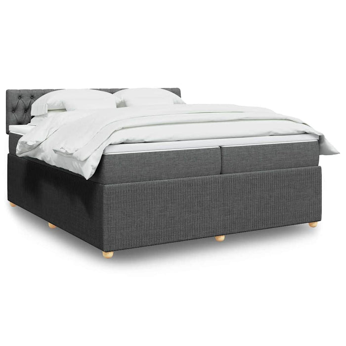 Pat box spring cu saltea, gri închis, 200x200 cm, textil - WALTI WALTI