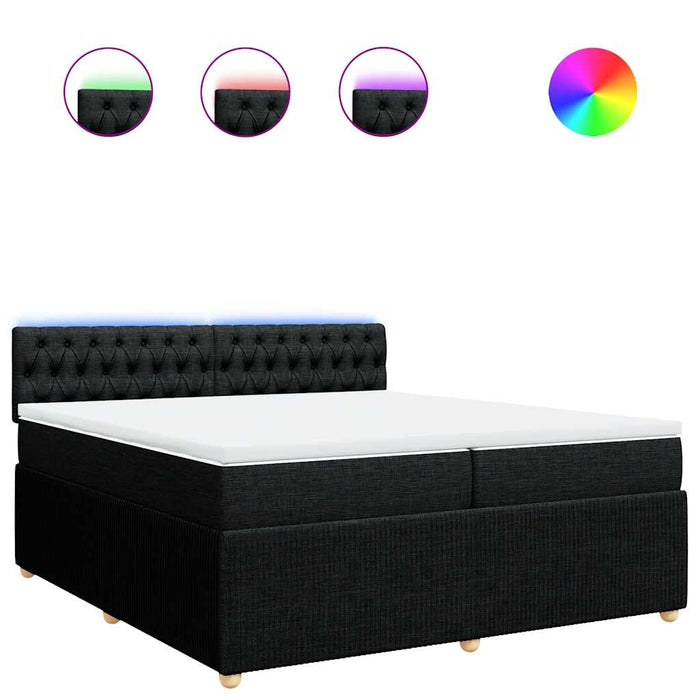 Pat box spring cu saltea, negru, 200x200 cm, textil - WALTI WALTI
