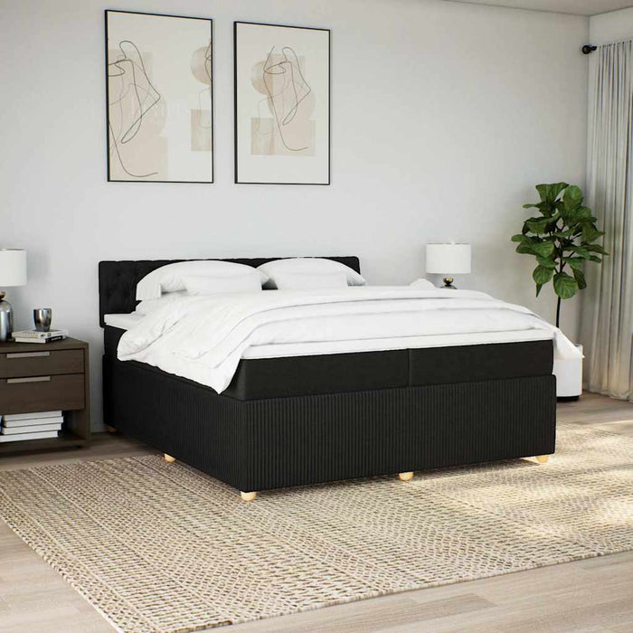 Pat box spring cu saltea, negru, 200x200 cm, textil - WALTI WALTI