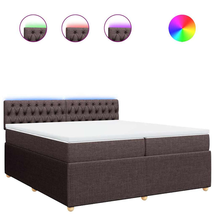 Pat box spring cu saltea, maro închis, 200x200 cm, textil - WALTI WALTI