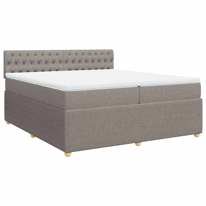 Pat box spring cu saltea, gri taupe, 200x200 cm, textil - WALTI WALTI