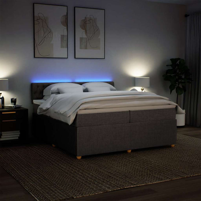 Pat box spring cu saltea, gri taupe, 200x200 cm, textil - WALTI WALTI