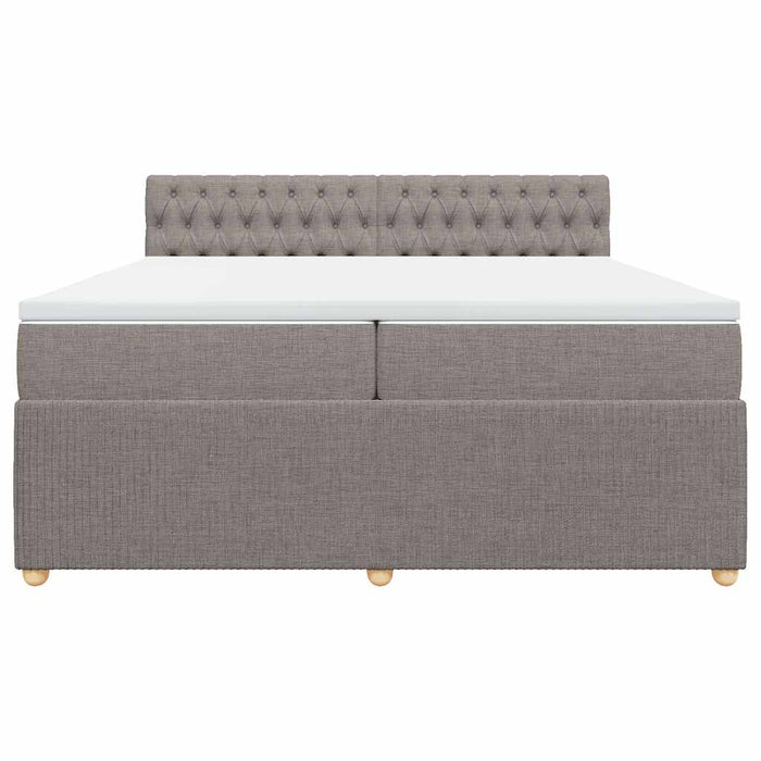 Pat box spring cu saltea, gri taupe, 200x200 cm, textil - WALTI WALTI