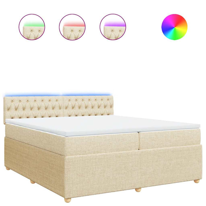 Pat box spring cu saltea, crem, 200x200 cm, textil WALTI
