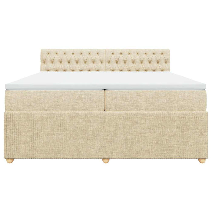 Pat box spring cu saltea, crem, 200x200 cm, textil WALTI