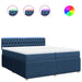 Pat box spring cu saltea, albastru, 200x200 cm, textil - WALTI WALTI