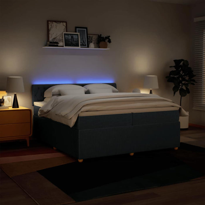 Pat box spring cu saltea, albastru, 200x200 cm, textil - WALTI WALTI