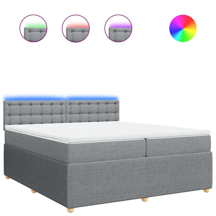 Pat box spring cu saltea, gri deschis, 200x200 cm, textil - WALTI WALTI