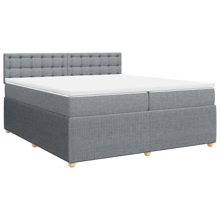 Pat box spring cu saltea, gri deschis, 200x200 cm, textil - WALTI WALTI