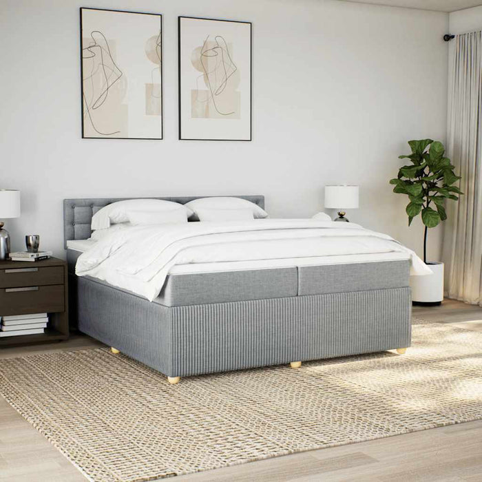 Pat box spring cu saltea, gri deschis, 200x200 cm, textil - WALTI WALTI