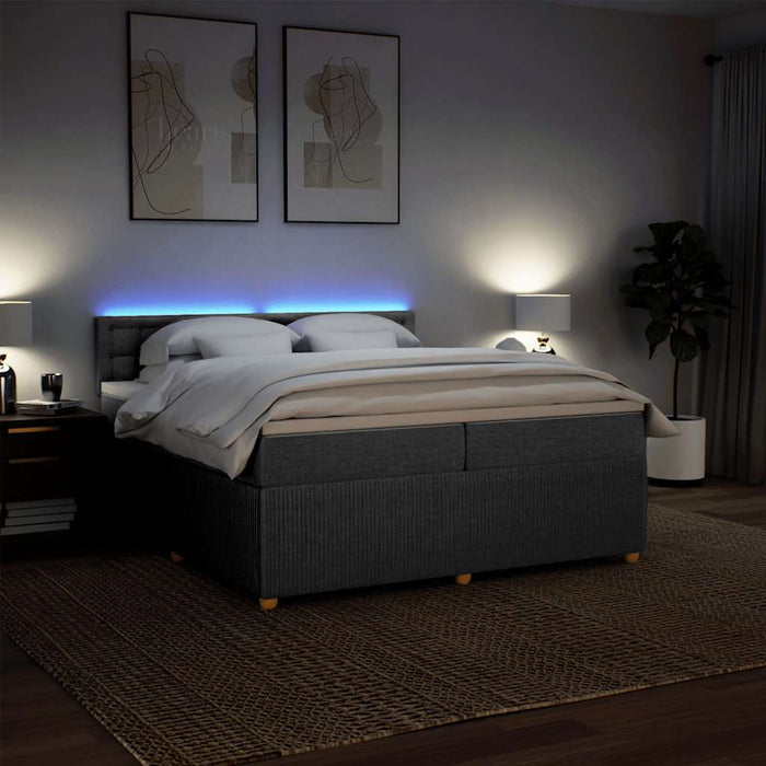 Pat box spring cu saltea, gri deschis, 200x200 cm, textil - WALTI WALTI