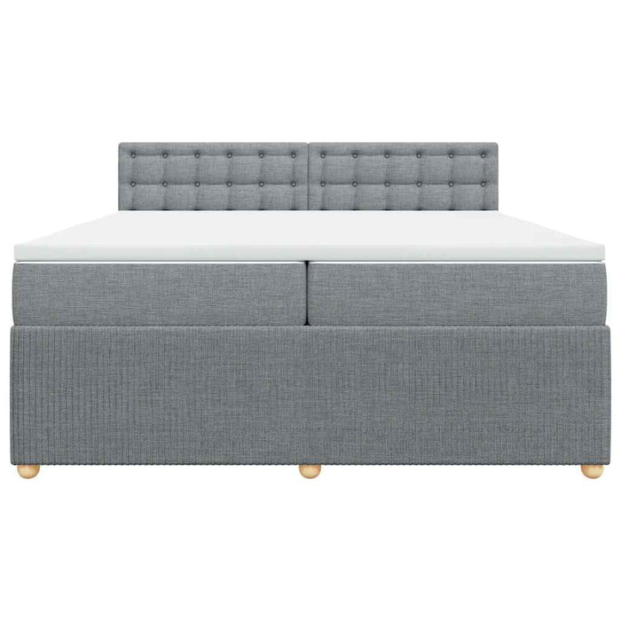 Pat box spring cu saltea, gri deschis, 200x200 cm, textil - WALTI WALTI