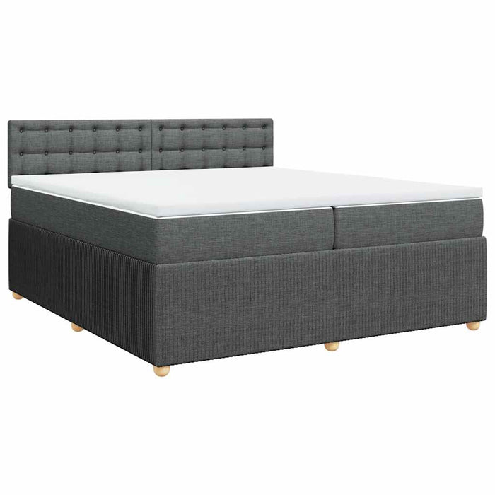 Pat box spring cu saltea, gri închis, 200x200 cm, textil - WALTI WALTI