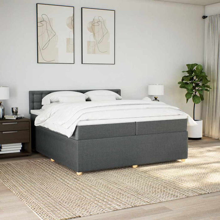 Pat box spring cu saltea, gri închis, 200x200 cm, textil - WALTI WALTI