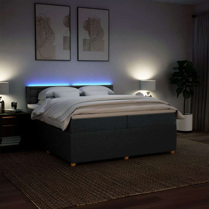 Pat box spring cu saltea, gri închis, 200x200 cm, textil - WALTI WALTI