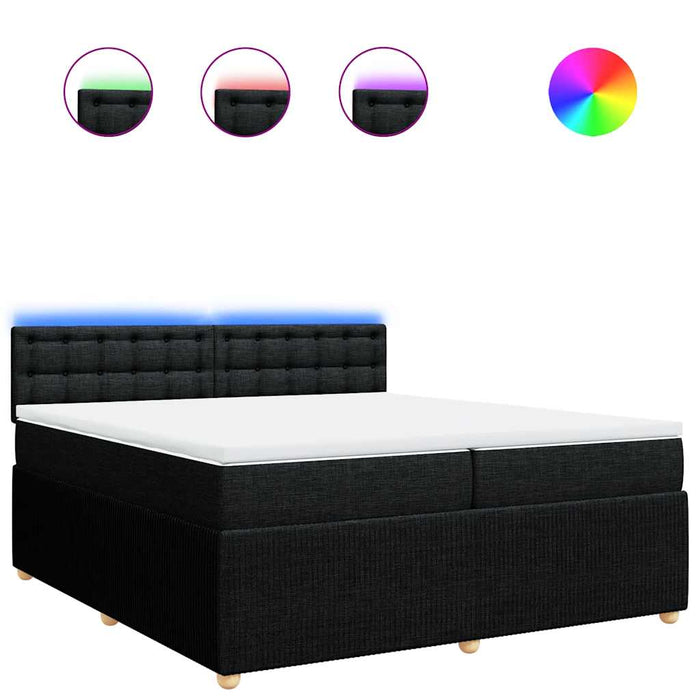 Pat box spring cu saltea, negru, 200x200 cm, textil - WALTI WALTI