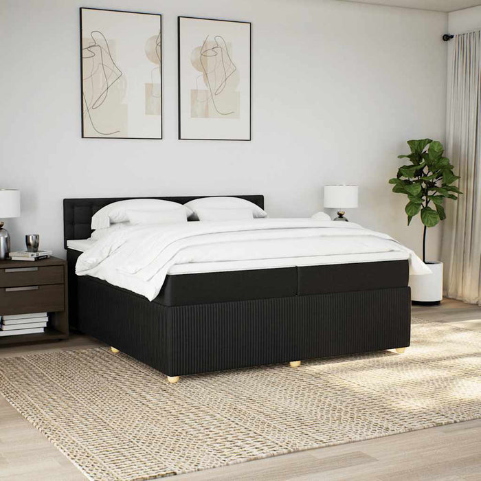 Pat box spring cu saltea, negru, 200x200 cm, textil - WALTI WALTI