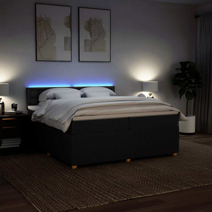 Pat box spring cu saltea, negru, 200x200 cm, textil - WALTI WALTI