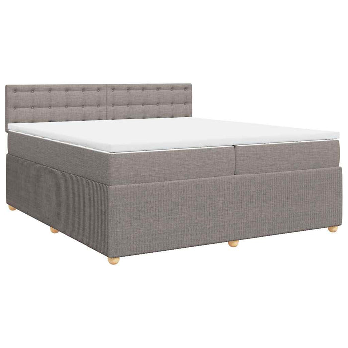 Pat box spring cu saltea, gri taupe, 200x200 cm, textil - WALTI WALTI
