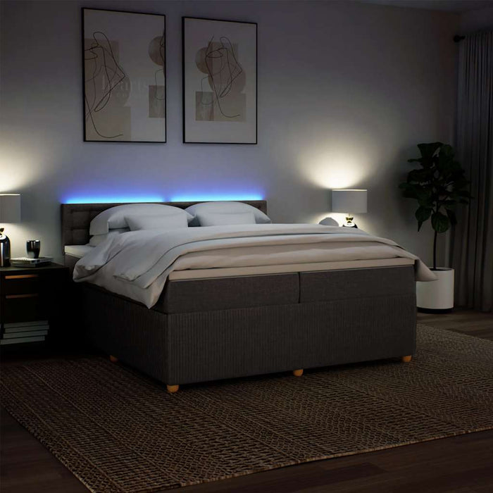 Pat box spring cu saltea, gri taupe, 200x200 cm, textil - WALTI WALTI