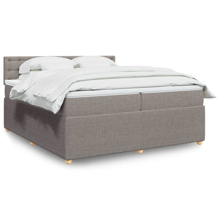 Pat box spring cu saltea, gri taupe, 200x200 cm, textil - WALTI WALTI