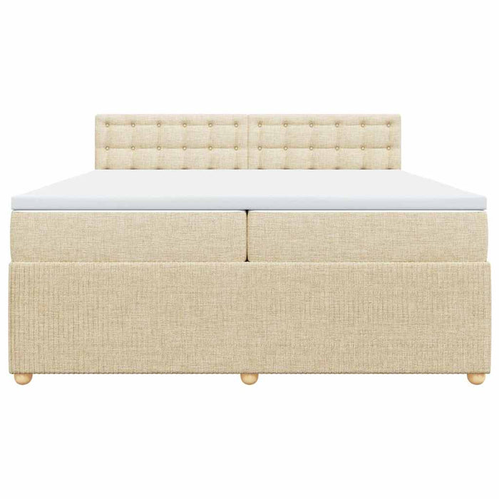 Pat box spring cu saltea, crem, 200x200 cm, textil - WALTI WALTI